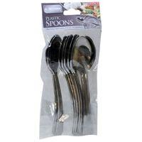 premium silver colour plastic dessert spoons 12 pack