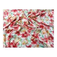 pretty florals print microfibre dress fabric pink