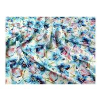 Pretty Florals Print Microfibre Dress Fabric Turquoise