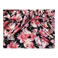 pretty florals print microfibre dress fabric black pink