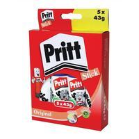 Pritt Stick Glue Solid Washable Non-Toxic Large 43g (1x Pack of 5 Stick Glues)