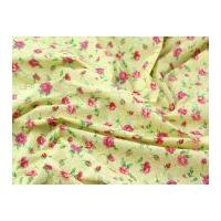 Pretty Floral Print Polycotton Dress Fabric Lemon & Pink
