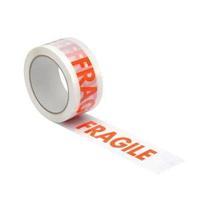 Printed Tape 50mm x 66m Fragile Polypropylene Red on White 1 x Pack of