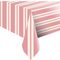 Premium Pink Stripe Paper Party Table Cover