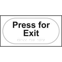 press for exit braille sign