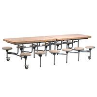 primo mobile folding table, moderno oak with seats