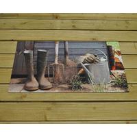 Printed Garden Shed Picture Rubber Doormat by Fallen Fruits