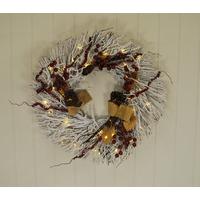 Pre-lit LED 66cm Snowy White Christmas Wreath by Gardman