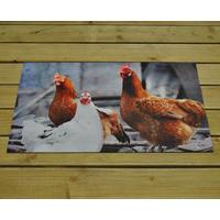 Printed Chickens Rubber Doormat by Fallen Fruits