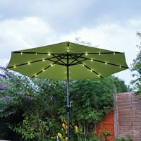 Pre-Lit Parasol (Solar Powered) in Green by Kingfisher
