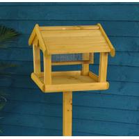 Premium Free Standing Wooden Bird Table with Built in Nut Feeder by Kingfisher
