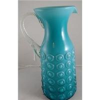 Pressed Glass large Turquoise Jug Unbranded