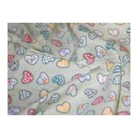 pretty hearts print cotton poplin fabric green