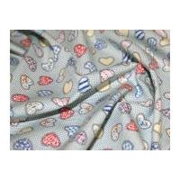 Pretty Hearts Print Cotton Poplin Fabric Blue