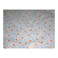 Pretty Floral Vinyl PVC Coated Cotton Fabric Blue