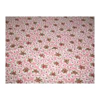 Pretty Floral Vinyl PVC Coated Cotton Fabric Pink