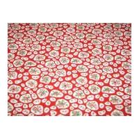 Pretty Floral Vinyl PVC Coated Cotton Fabric Raspberry