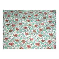 Pretty Floral Vinyl PVC Coated Cotton Fabric Green