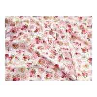 pretty hearts print cotton poplin fabric pink