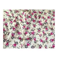 princess print polycotton dress fabric cream