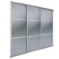 Premium Select Smoked Grey Mirror Sliding Wardrobe Door Kit (H)2220 mm (W)914 mm Pack of 3