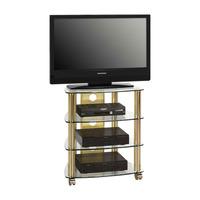 Prague LCD TV Stand In Clear Glass Top With Brass Metal Frame