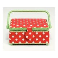 prym polka dot small sewing box red white green