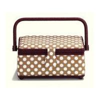 prym polka dots small sewing basket 24cm x 16cm x 11cm brown white win ...
