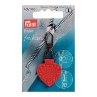 Prym Replacement Imitation Leather Zip Fastener Puller Heart Red