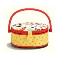 prym bird print kids small sewing basket red yellow white