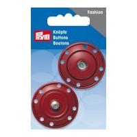 prym coloured sew on metal snap fasteners dark red