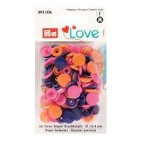 Prym Love Colour Press Fasteners Orange, Pink & Purple