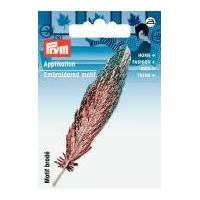 prym iron on feather applique motif turquoise beige