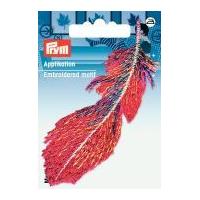 prym iron on feather applique motif red multicoloured