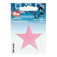 Prym Iron On Embroidered Star Motif Applique Pale Pink