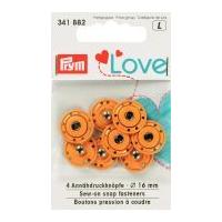 Prym Love Sew On Snap Fasteners Orange