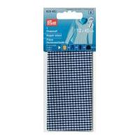 prym iron on checked repair sheet 12cm x 45cm blue white