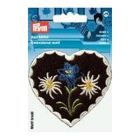 prym iron on embroidered motif applique edelweiss gentian heart patch