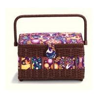 Prym Fairytale Print Medium Sewing Basket 29cm x 17cm x 17cm Purple, Yellow & Brown