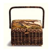 Prym Safari Print Medium Sewing Basket 23cm x 23cm x 14cm Brown, Beige & Green