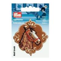 Prym Iron On Embroidered Motif Applique Brown Horse's Head Patch