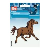 Prym Iron On Embroidered Motif Applique Trotting Brown Horse