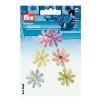 Prym Iron On Embroidered Motif Applique Pastel Coloured Flower Tendril
