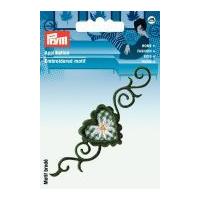 Prym Iron On Embroidered Motif Applique Green Flower Tendril