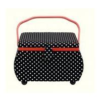 prym polka dot large sewing box black white red