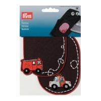 prym iron on childrens patch motifs brown fire engine police car multi ...