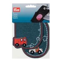 Prym Iron On Childrens Patch Motifs Blue Fire Engine & Police Car Multicoloured