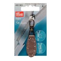 prym replacement imitation leather zip fastener puller taupe