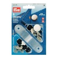 Prym Plain Jeans Buttons Silver