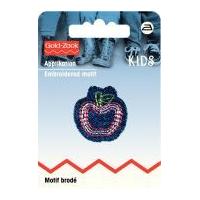 Prym Iron On Embroidered Motif Applique Small Blue Apple